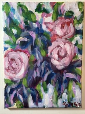 OOAK Original Acrylic Painting Summer Roses I 12 X 16 unframed signed